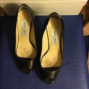 Jimmy Choo - Navy high heel platform open toes shoes- IN BOX